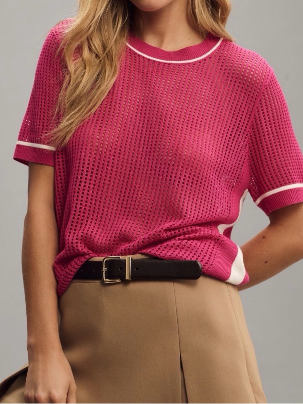 By Anthropologie Sporty Mesh Sweater Tee sz M $70 NWT